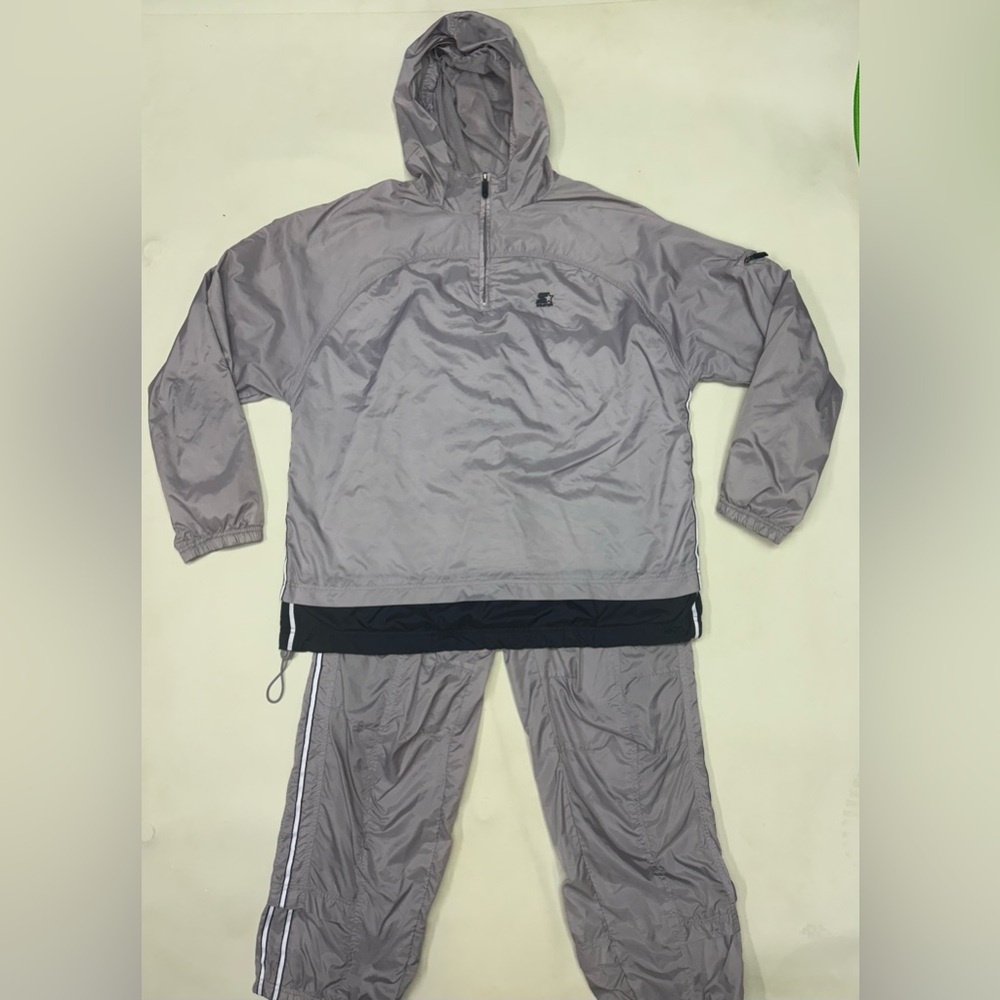VTG 90s Starter Mens Large 2 Piece Track Suit Jacket Joggers Spell Out Striped
